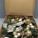 Christmas Wreath for Front Door 24" Artificial Christmas Wreath with Pine Branches, Berries, Ball Ornaments and Gold Accents, Christmas Decorations Home Indoor and Outdoor Holiday Decor Wreaths