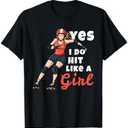 Yes I Do Hit Like A Girl Funny Roller Derby Player For Women T-Shirt Size S
