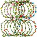EBOOT 15 Pieces Assorted Colored Flower Crown Wreath Headband Garland Multicolor Headbands Floral Headpiece for Wedding Festival Vacation Fairy Party Photography Props