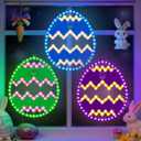 3 Pack 10" Easter Classics Twinkling LED Eggs, Hi Vibrant Aluminum Frame Eggs Spring Window Silhouette LED Lights, Holiday Waterproof Indoor Outdoor Decoration