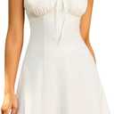 EYNMIN Womens Lace Sweetheart Neckline Tie A Line Party Mini Short Dresses | Cute Homecoming Dress 2026, Graduation, Date Night, Going Out, Engagement, Birthday, Cocktail, Club, Holiday (White, XL)