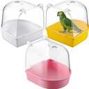 Honeydak 3 Pieces Clear Bird Bath for Cage Parakeet Bird Cage Accessories Hanging Bath Box Parrot Bathing Tub with Clear View for Cockatiel Conure Canary Budgies Parrots(Bright Colors)