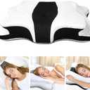 Memory Foam Pillows, Cervical Pillow for Neck and Shoulder Pain Relief, Ergonomic Contour Bed Pillow, Soft for Side Sleep Stomach Sleeping and Back Sleeper (Queen Size, Black)
