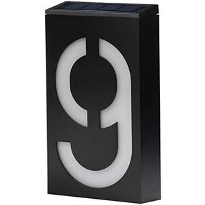 LED Solar House Number Light doorplate, Garden Yard Building Door Wall Address Numbers lamp Sign Plate Solar Powered, LED Lighted Up Outdoor Plaque for Home House Street (Digital 9)