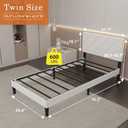 Twin Size Bed Frame with Adjustable Headboard, Chenille Fabric Upholstered Platform Bed, Twin Bed Frames with Strong Metal Slat Support,Mattress Foundation, No Box Spring Needed,Easy Assembly Beige