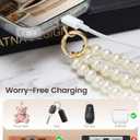 Pcgaga Leather Pearl Phone Lanyard for Cellphone Case, Phone Strap Crossbody for Women's Case, Fashion Durable Skin-Friendly