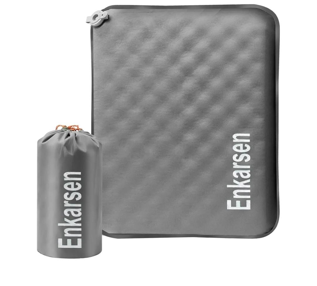 nflatable Travel Seat Cushion – Self-Inflating Memory Foam Pad for Airplane, Stadium Bleachers, Camping, Hiking & Backpacking – Ultralight Compact & Portable Sitting Cushion (Grey)