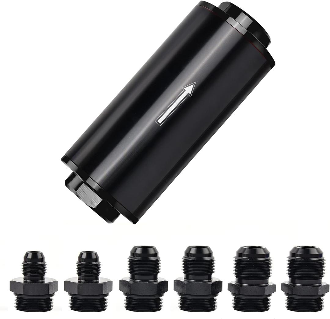 EVIL ENERGY Inline Fuel Filter 100 Micron with 6AN 8AN 10AN Adapter Universal 50MM