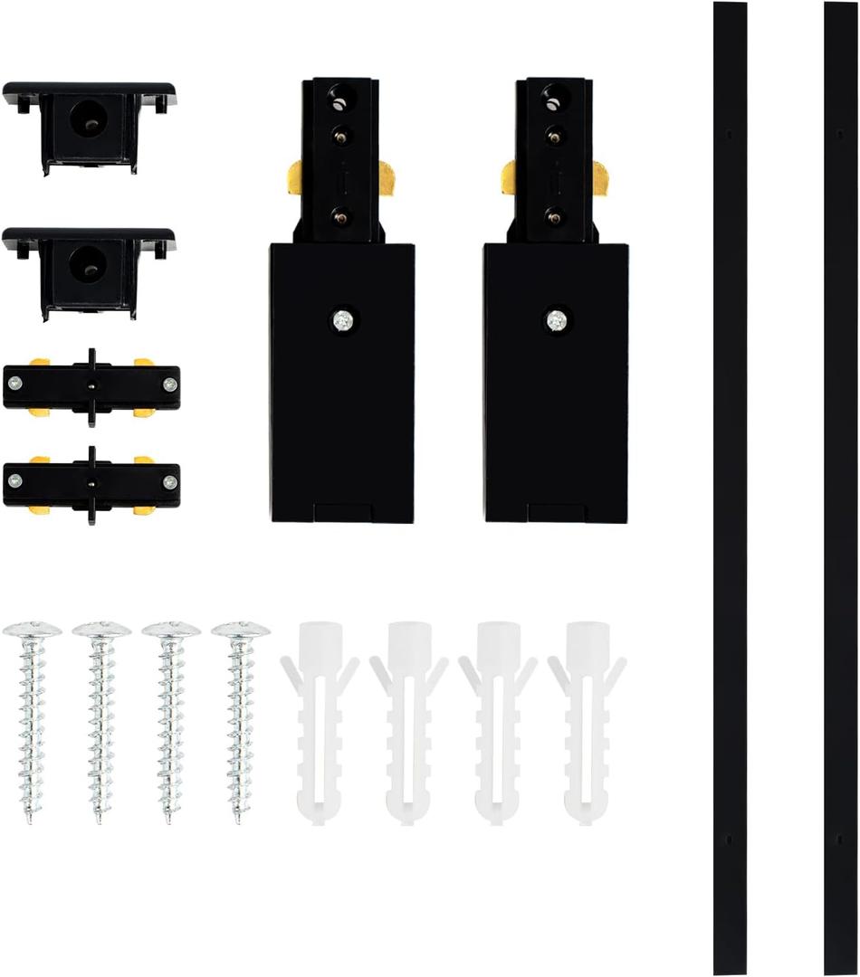 VANoopee H Track Lighting Rails Kit, 6.6FT H Type Rails Black with End Caps and Live End Feed Connector, Compatible with Single Circuit 120V H Style Track System, for LED Track Lighting Heads