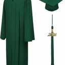CLERKMANS Unisex Matte Graduation Cap Gown Tassel Package, High School and University (Green), 60 (6'3"-6'5")