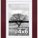 Egofine 4x6 Picture Frame Made of Solid Wood with Plexiglass, Display Pictures 3x4.5 and 3.5x5 with Mat or 4x6 Without Mat for Tabletop and Wall Mounting, Dark Red