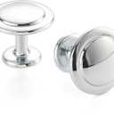 Polished Chrome, Round Kitchen Cabinet Knob ZK2409 | Pack of 10, Classic Pull Handle, Solid Hardware for Drawer, Dresser, Bathroom, Vanity, Furniture Door, Cupboard, Diameter: 1-1/4 Inch (Knob-10 Pcs)