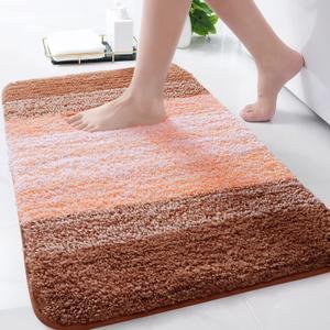 Arotive Microfiber Bathroom Rugs, Shaggy Soft and Absorbent Bath Rug, Non-Slip, Thick Plush Machine Washable Dry Bath Mats for Bathroom, Tub and Shower, 30x20, Orange