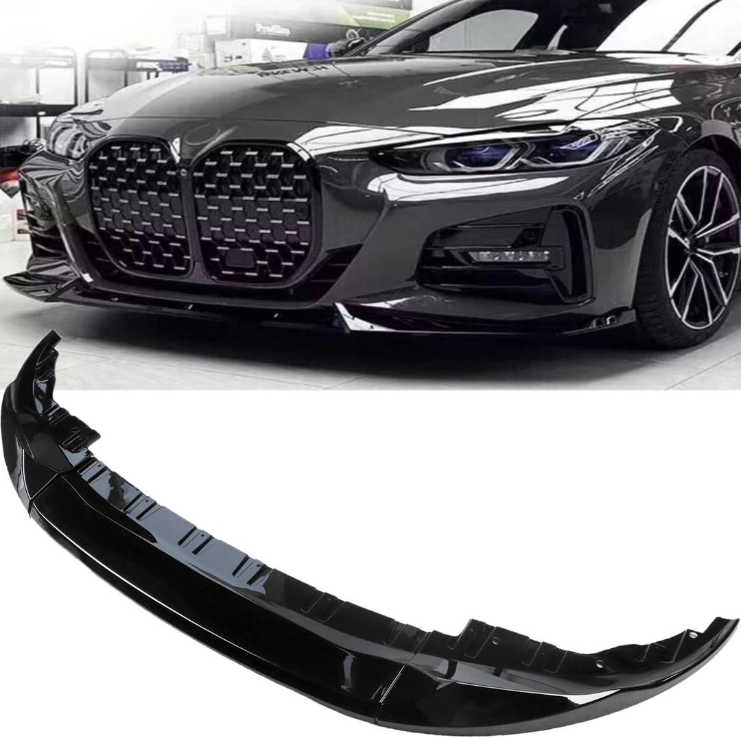 MUCO 3pcs Front Bumper Lip Spoiler Kit Compatible with BMW 4 Series G24 G26 420i 430i I4 M50 M Sport 4Doors G22 G23 M440i 20 21 22 23 24 Gloss Black Front Bumper Lip Spoiler Lip Lower Bumper Body