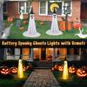 Halloween Decorations Ghost Lights (2-Pack) | Adjustable Height, Battery Powered, 8 Light Modes | with Flat Base for Stable Use Indoor/Entryway/Hallway (Batteries Not Included)