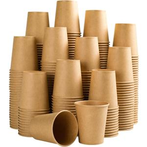 Clawsoff 300 Pack 5 oz Paper Cups, Disposable Kraft Bathroom Cups 5 Ounce, Espresso Coffee Hot/Cold Beverage Cups for Home, Kitchen, Party