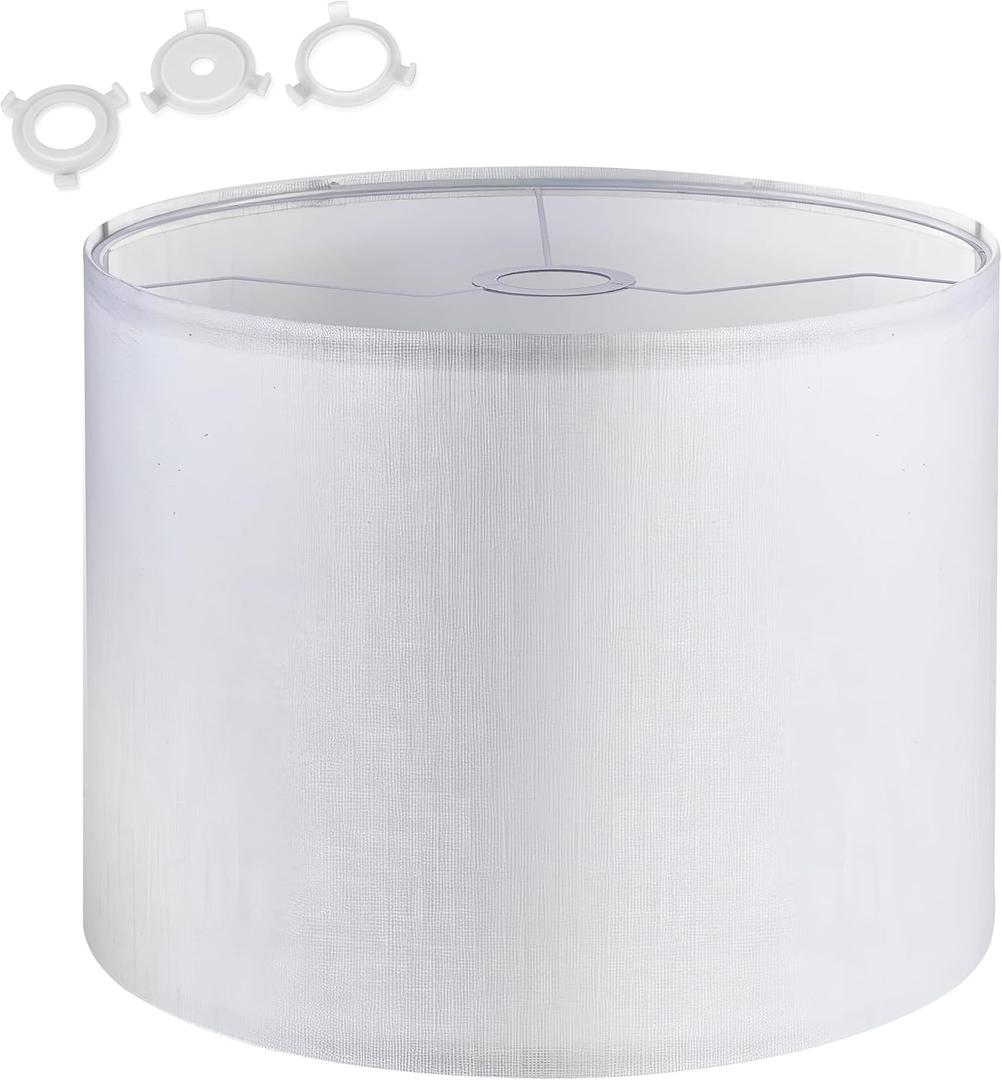 Lamp Shades Set of 1 8.7" Top x 8.7" Bottom x 7.9" Height Fits E26, E14 & 11mm Adapters, Small White Lampshades Easy Assembly (Ships Rolled Flat) (White - Pack of 1, Small)