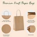 GSSUSA 100 Pack Paper Gift Bags 5.25x3.75x8 Inch Small Brown Paper Bags with Handles Bulk, Brown Kraft Bag for Small Business, Sturdy Grocery Retail Shopping Birthday Party Favor Craft Bag Made in USA