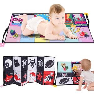 2 x Baby Mirror Tummy Time Toy,High Contrast Baby Toys for Newborn,Extra-Large & Multi-Use Design Indestructible Baby Book Perfect 0-6-12 Months Infant Sensory Toys Gift