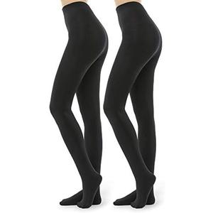 G&Y 2 Pairs Fleece Lined Tights for Women - 100D Opaque Warm Winter Pantyhose L