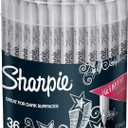 SHARPIE Metallic Permanent Markers, Fine Point, Silver, 36 Pack