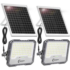 TINSUM Solar Lights Outdoor, 4200LM Solar Flood Lights with Remote Control IP67 Waterproof, Dusk to Dawn Security Lighting for Backyard, Shed, Barn, Porch, Wall (2 Pack), 6500K light 2pcs