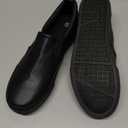 TUOPIN Womens Synthetic Leather Slip On Shoes,Padded Collar Slip on Sneakers for Women,Casual Loafers Walking Shoes (9.5, Full Black)