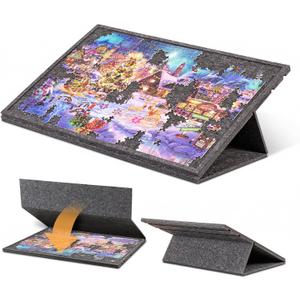 Tilting Jigsaw Puzzle Board with 2-in-1 Stand and Cover, Lightweight Felt Jigsaw Storage Table with 3 Angle Adjustable, for Jigsaw Puzzle Games Up to 1000 Pieces (Without Trays)
