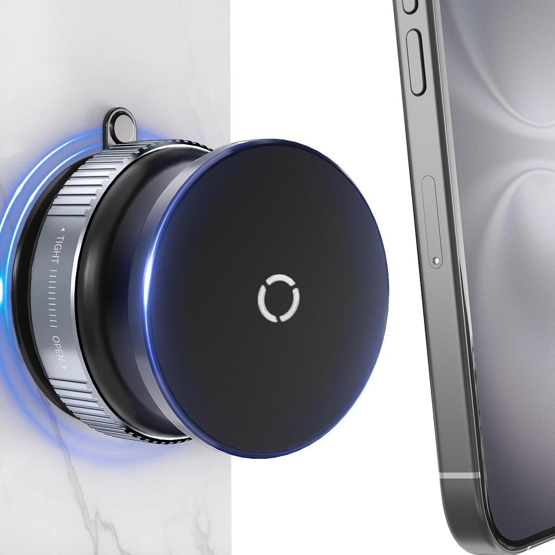 Magnetic Phone Holder Mount with Suction Cup [360 Rotatable] Compatible with MagSafe iPhone for Shower, Kitchen, Gym, Glass, Mirror, Car Display, Any Smooth Surface - Black
