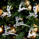 Bencailor 6 Pcs Acrylic Reindeer Ornaments for Christmas Tree Crystal Nutcracker Dancing Hanging Figurine Ornament Decorative Deer Ornaments for Home Xmas Tree Party Supplies (Reindeer)