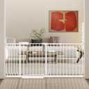 Extra Wide Baby Gate 66.9-71.65 Pressure Mounted,Child Dog Pet Safety Gates with Walk Through Door for Doorways Stairs No Drilling in Door,White