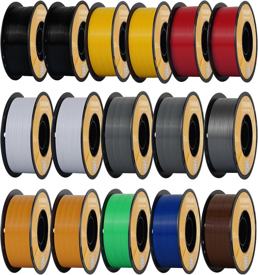 Kingroon High Speed PETG Bundle 3D Printer Filament 1.75mm, Rapid Filament for 30-600mm/s Hyper Printing Filament, Dimensional Accuracy +/- 0.03 mm, 16 kg Plastic Spool (35.2lbsMixed Colors