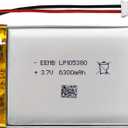 EEMB Lithium Polymer Battery 3.7V 6300mAh 105380 Lipo Rechargeable Battery with Wire JST 2.0mm Connector for Speaker and Wireless Device- Confirm Device & Connector Polarity Before Purchase