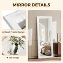 Full Length Mirror 58"x22" - Beveled Edge Rustic White Dressing Mirror, Solid Wood Frame, Wall Mounted or Leaning for Bedroom, Entryway, Living Room