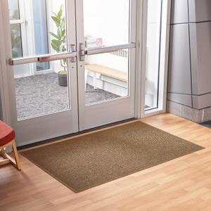 Consolidated Plastics Aquasorb Classic Indoor/Outdoor Entrance Floor Mat with Non-Slip Rubber Backing, Fabric Border, Stain Resistant and Quick Drying Commercial Grade (35" x 45", Medium Brown)