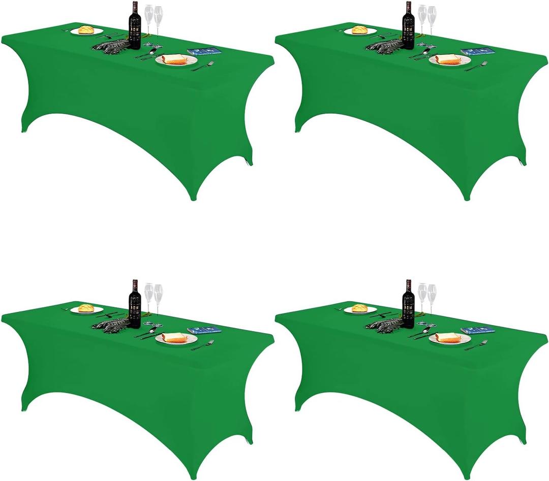 FORLIFE 4Pack Spandex Table CoversFitted Tablecloth for Rectangular Tables, Stretch Patio Table Covers, Universal Spandex Table Cover for Wedding, Banquet, Party (6ft, Emerald) (72" x 30" (Rectangle) 4PACK)
