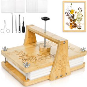 Pumtus Large Flower Press Kit, 6 Layers 11" x 7" Leaf Plant Preservation Kits, Even Pressure DIY Bamboo Floral Pressing Kit, Easy Pressed Arts and Craft Tool for Wedding Flower Preserve, DIY Lovers