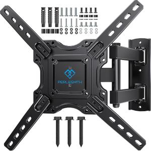 PERLESMITH UL Listed Full Motion TV Wall Mount for Most 26-60 inch Flat Curved OLED 4K TVs up to 77lbs, Wall Mount TV Bracket with Swivel & Extension Arm, Tilt, Leveling, Max VESA 400x400mm, PSMFK12