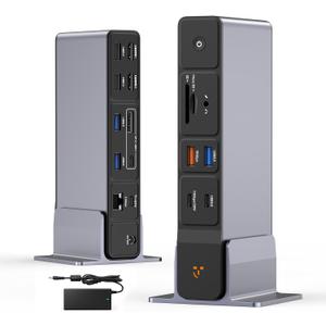 TobenONE USB C Docking Station 3 Monitors, 18-in-1 Triple 4K Display, 150W Power Adapter with 20W Fast Charging, 8 USB Ports up to 10Gbps, 2 HDMI/DP/USB C, for Windows/Chrome OS