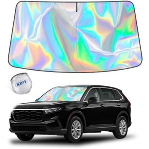 KDM Laser Silver Style Windshield Sun Shade Fit for 2023 2024 2025 Honda CR-V,Foldable Front Reflective Windows Sunshade Visor Protector Blocks UV Rays Heat