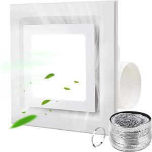 FEITON Bathroom Exhaust Fan with Light, Ceiling Mount, 110 CFM 1.0 Sones 4 Inch Duct, Quiet Square Bath Fan Light Combo, Shower Exhaust Fan with Light