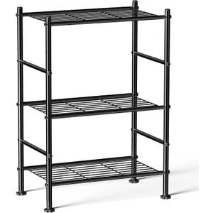 Abiglifty Storage Shelves, 3-Tier Metal Shelving, Wire Shelving with Adjustable Leveling Feet, Shelf Organizer for Bathroom, Closet, Garage