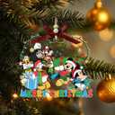 Mouse & Friends Christmas Acrylic Ornament, Holiday Tree Hanging Decoration, Mickey-Style Mouse & Friends Cartoon Ornament Gift for Kids, Boys, Girls, Fans Cartoon (with Red Bow & Wooden Beads)