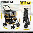 Folding Shopping Cart with Wheels, 2-Tier Portable Grocery Cart