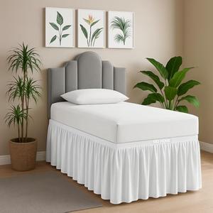 MD Home Decore Dorm Room Dust Ruffled Bed Skirt, 100% Microfiber Bed Skirt, Extra Long Dorm Room Bed Skirt, College Dorm Bed Skirt 30 inch Drop (Twin-XL, White Solid)
