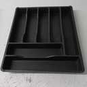 Lifewit Silverware Drawer Organizer Tray, Plastic Cutlery Storage for Kitchen Drawer, Flatware and Utensil Holder Divider for Spoons Forks Knives Tableware, 7 Compartment, Black (12.3*14.2*1.8 inch (7 Slots))