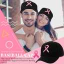 Handepo 20 Pcs Breast Cancer Awareness Baseball Cap with Ribbon Print Adjustable Hat with Hook and Loop for Women Men (as pictures show, Black)