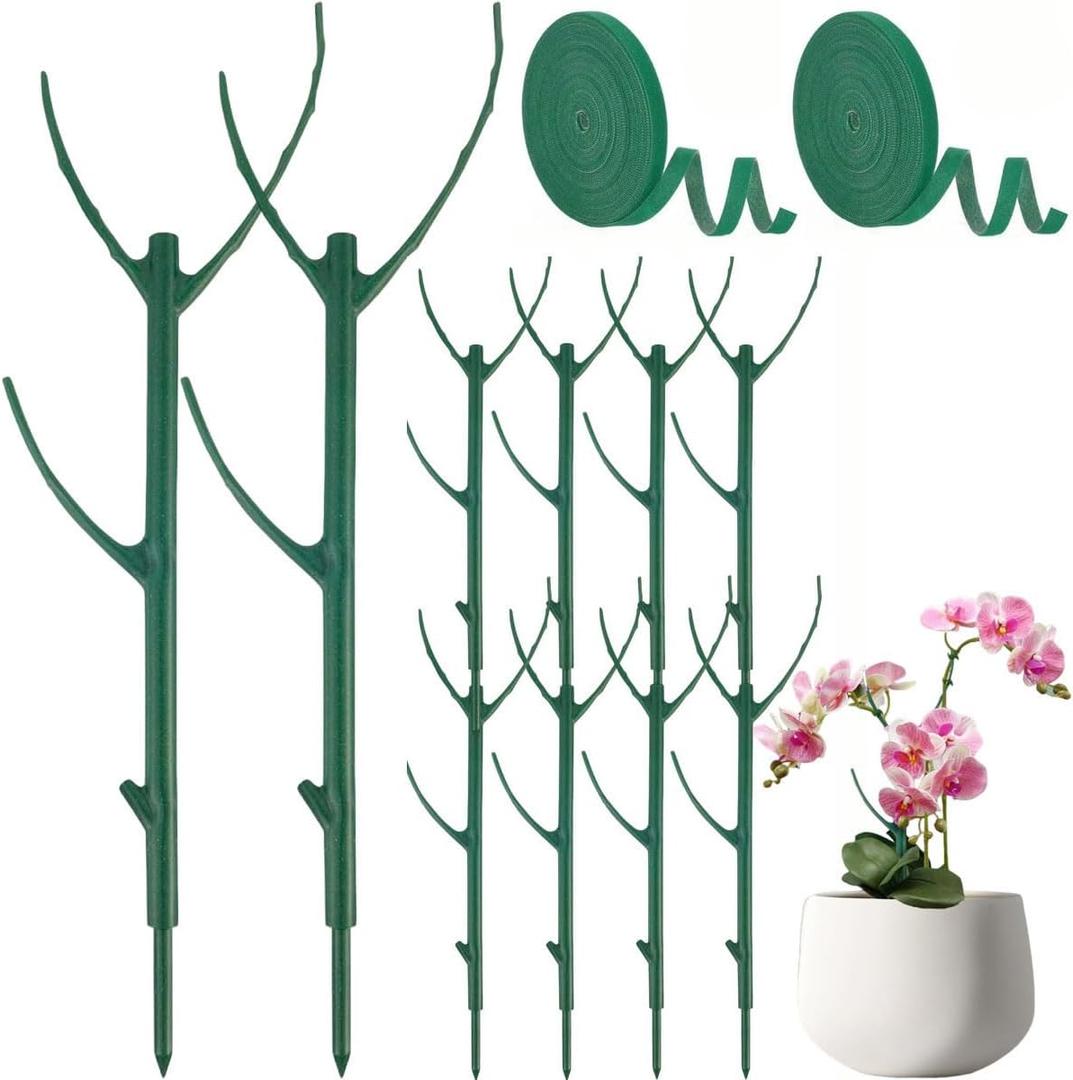 10 PCS Stackable Twig, Stackable Plant Support Stakes, Monstera Plastic Support Structures for Indoor & Outdoor Plants, Potted Plants, Flower Other Climbing Plants(Green, 10 Pack, 11."L)