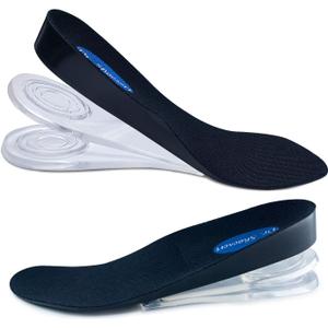 Dr. Shoesert 3-Layer Adjustable Height Increase Insoles, 3/4 Length Shock Absorption Cushion Heel Lift Inserts (Small, Black)