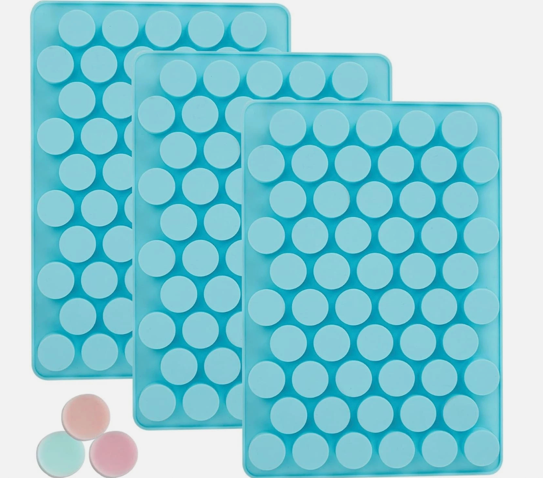 3 Pcs Round Chocolate Silicone Molds for Candy, Gummy, Caramels, Ganache, Ice Cubes, 55 Cavity Per Piece